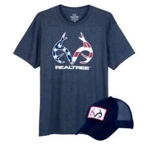 NEW Realtree Men’s Patriotic Tee with Matching Baseball Hat